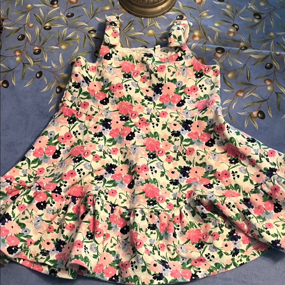 Floral Kids Dress - Pink and navy